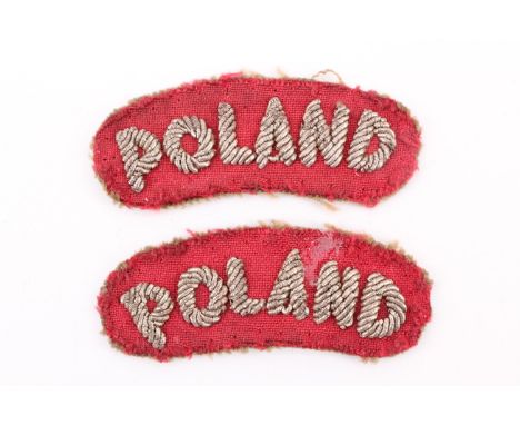 A pair Free Polish army bullion embroidered shoulder titles