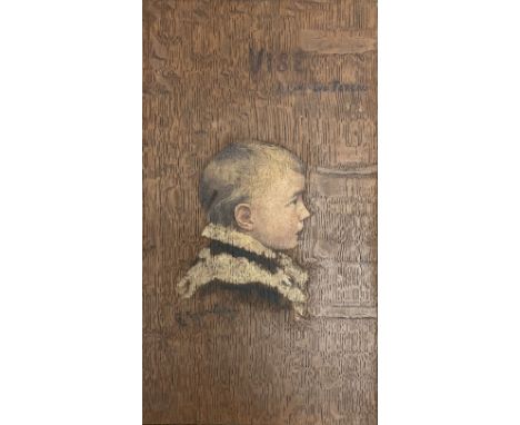 G Parae-Javal (French 19th century): 'Vise a L'Ami Eug. Toreau' portrait of a boy, oil on panel signed 23cm x 13cm