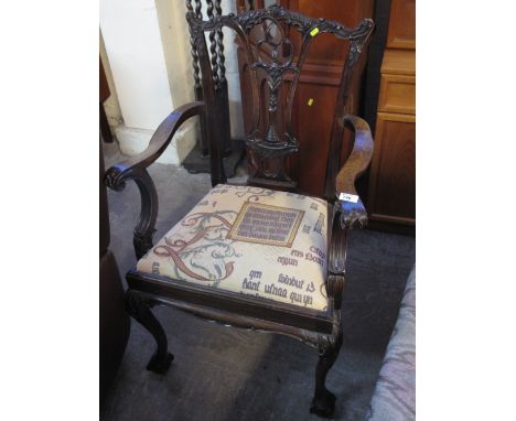 Early 20th century mahogany Chippendale style chair on ball and claw feet. 