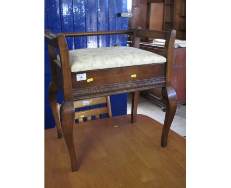 Early 20th century stained commode stool on cabriole legs. 