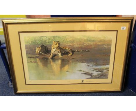 After David Shepherd, 'Cool Waters', limited edition coloured print, signed in pencil. Framed. 