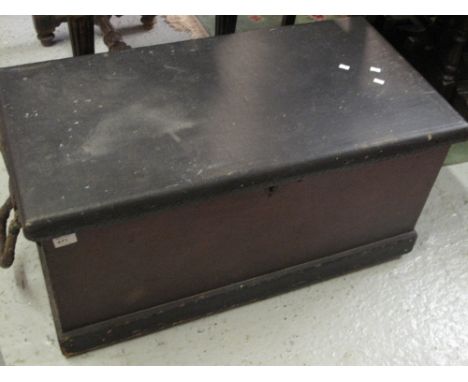 Vintage stained pine trunk with fitted candle box and rope handles. 