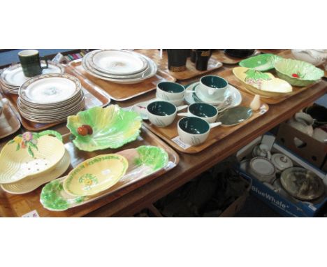 Three trays of assorted china to include various Carlton ware floral and foliate design bowls and saucers, Beswick ware celer