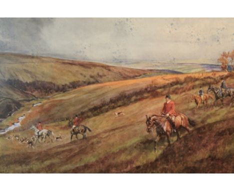 After Lionel Edwards, 'Exmoor Fox Hounds', coloured print. Glazed hogarth frame. 