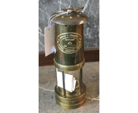 E. Thomas and Williams Limited of Aberdare brass miner's safety lamp. 