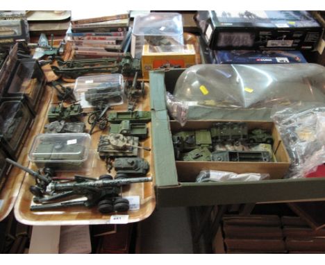 Three trays of various military and army diecast model vehicles to include Corgi Tiger One Tank, Corgi Centurion MK3 III tank