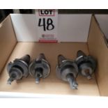 LOT - (4) 40-TAPER COLLET TOOL HOLDERS, W/ END MILLS