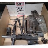 LOT - 6" STEEL VISE JAWS, VISE STOPS