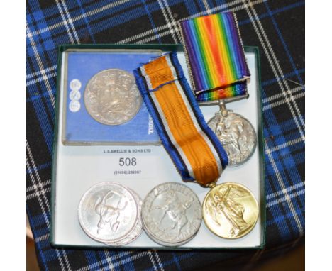 WORLD WAR 1 MEDAL DUO - 725715 DVR. R. REES R.A &amp; ASSORTED COINAGE     