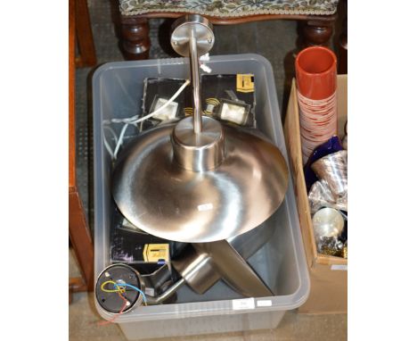 VARIOUS INDUSTRIAL STYLE LIGHT FITTINGS, FLOOD LIGHTS ETC     