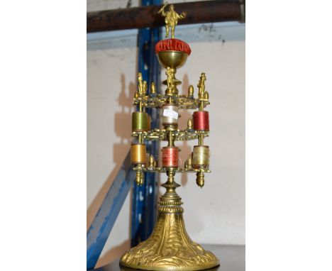 VINTAGE GILT METAL BOBBIN / THREAD HOLDER     