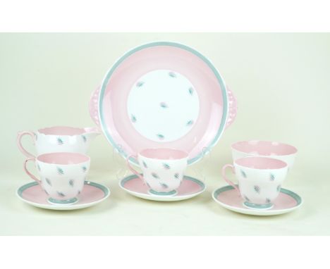 A Shelley Harmony pattern six setting tea serviceComprising milk jug, sugar bowl, six cups, six saucers, six side plates, bre