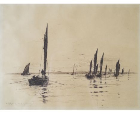 William Lionel Wyllie (British, 1851-1931) - 'Loch Fyne, Fishing Boats'Pencil signed etching, bears label verso 'From Robert 