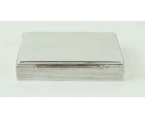 A sterling 925 silver rectangular boxHaving engine turned decoration throughout, stamped 925 to interior, length 10cm, with w