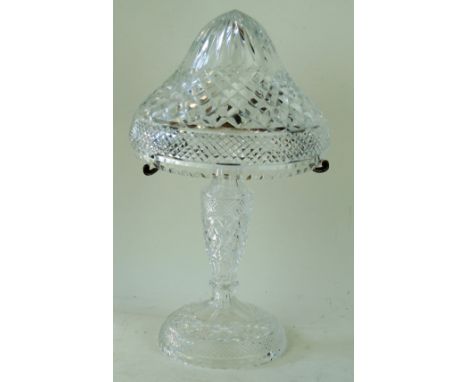 A good quality cut glass mushroom table lampWith silver-plated three branch support, height 42cm   CONDITION REPORT:  Large V
