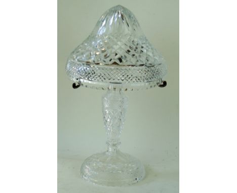 A good quality cut glass mushroom table lampWith silver-plated three branch support, height 42cm   CONDITION REPORT:  Large V