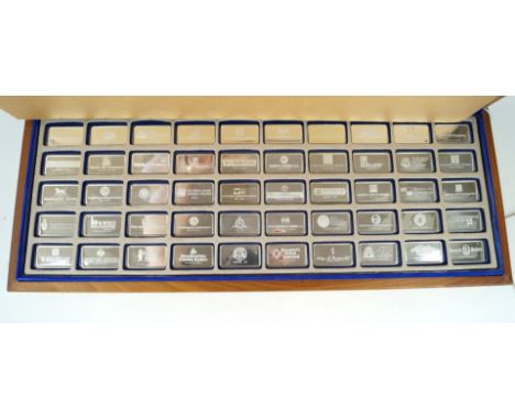 A cased set of the first International bank Ingot collectionIssued by John Pinches in 1975, set comprises 50 silver proof ing