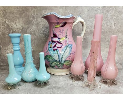 Decorative Ceramics &amp; Glass - a large 19th century Yorkshire pottery 'Hawley' Amerilia pattern wash jug on a bold powder 