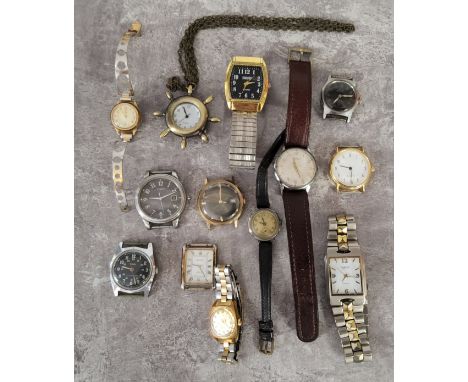 Various watches including a Mido Multifort mid size wristwatch, black dial, Arabic numerals, subsidiary second dial, Swiss mo