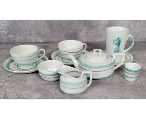 Greta Pottery designed by Margret Marks including a tete a tete tea service comprising teapot,&nbsp;two tea cup &amp; saucers