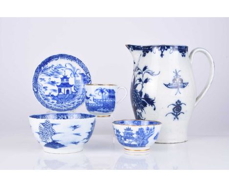 A small group of early John Rose Coalport porcelain, circa 1796-1810, transfer-printed in underglaze blue, comprising a 'Bana