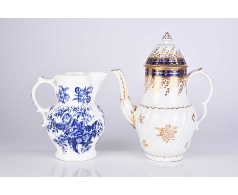 An early Coalport porcelain coffee pot, circa 1800, of baluster form with shanked lower body, decorated in gilt with sprigs a