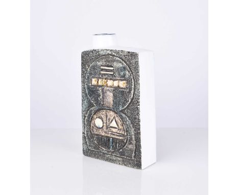 A Troika rectangular chimney vase decorated by Marilyn Pascoe, circa late 1960s - 1974, signed, (at fault) 20cm highCondition