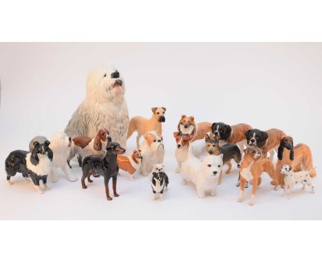 A collection of Beswick models of dogs, comprising a Cocker Spaniel, Jack Russell Terrier, Habujah of Davlen Afghan Hound, Lo