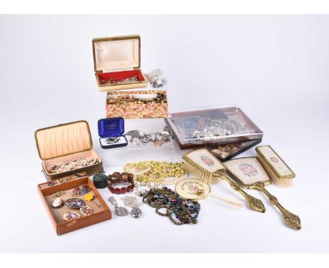 A large collection of silver, plated wares and costume jewellery, to include; a cased set of six Victorian silver apostle tea