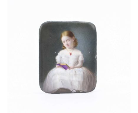 John Simpson (1811-after 1871), a rectangular portrait miniature titled 'The Young Student', dated 1854, enamel on copper, an