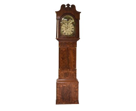 A George III mahogany painted dial longcase moonphase clockThe dial signed Matthew Woller, BirminghamEarly 19th century, the 