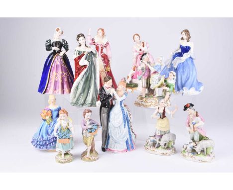 A collection of figures comprising Royal Worcester - 'Delphine', modelled by Sybil V. Williams and Jessamine S. Bray', shape 