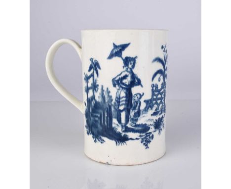 An uncommon and early Caughley porcelain 'La Peche / La Promenade Chinoise' mug, circa 1776-80, of medium size, transfer-prin