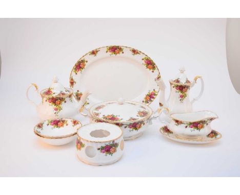 A large Royal Albert 'Old Country Roses' tea, coffee and dinner service, comprising coffee pot and cover, teapot and cover, t