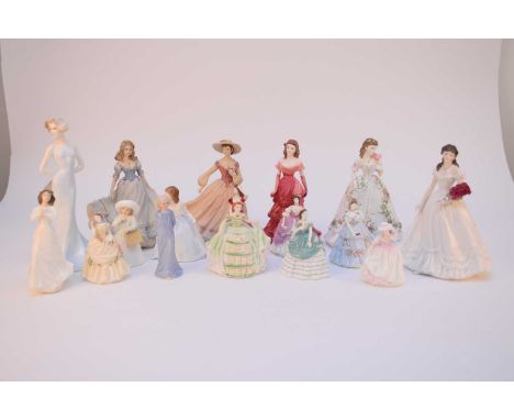 A group of models of ladies, comprising a set of six Compton and Woodhouse Royal Worcester Debutantes figures, limited editio