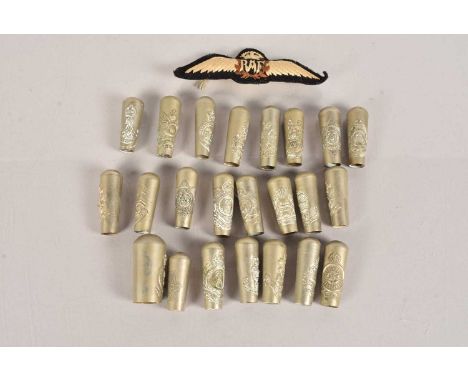 A collection of 20+ Regimental Swagger Stick tops, comprising Hampshire Cyclist Battalion, North Stafford, 25th King's Own Sc