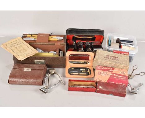 A collection of Grooming items, to include Overbeck's Rejuvenator, White's Electric Comb, Chard no.50B Hair Clippers, The Chi