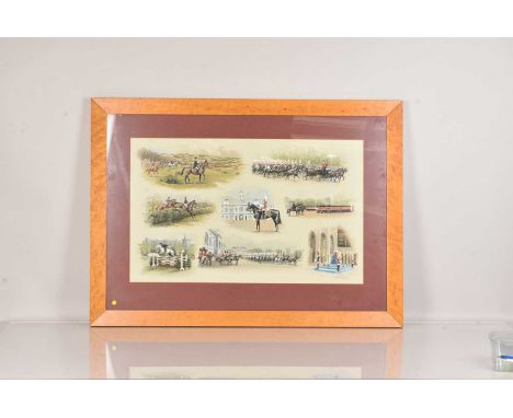 Christine Bousfield, watercolour Montage of the Royal Horse Guards, together with an ink drawing of one of the horses, also b