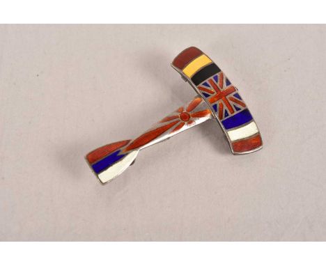 The Allies Aeroplane silver and enamel badge, stamped to the reversemissing prop, pin ok, otherwise generally good condition,