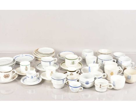 An assortment of British and Overseas Naval ceramic cups and saucers, for Royal Navy, Z.M.F.N, Royal New Zealand Navy, George