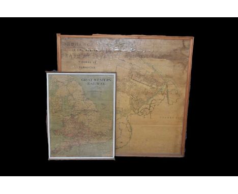 A Great Western Railway and Connections, together with a large Ordnance Plane of the Parish of East Molesey, both framed (2)p