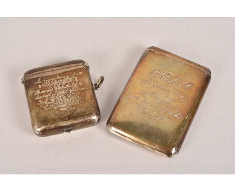 A silver hallmarked presentation sovereign/match holder, dated Birmingham 1900 by Thomas Hayes, with inscription 'in remembra