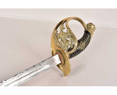 A 19th Century Prussian Infantry Officer's Sword, Model M1889, having brass monogram to the grip, with brass guard, having pi