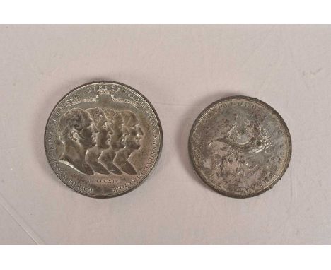 A rare 1814 Waterloo Pewter Table medal for the Allied Commanders, commemorating the 1814 Treaty of Paris, by K & S, together