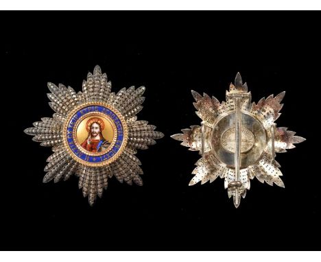 Greece, Order of the Redeemer, 2nd Type, Grand Cross Breast Badge, makers name to reverse 'Georges Pomonis', silver and ename
