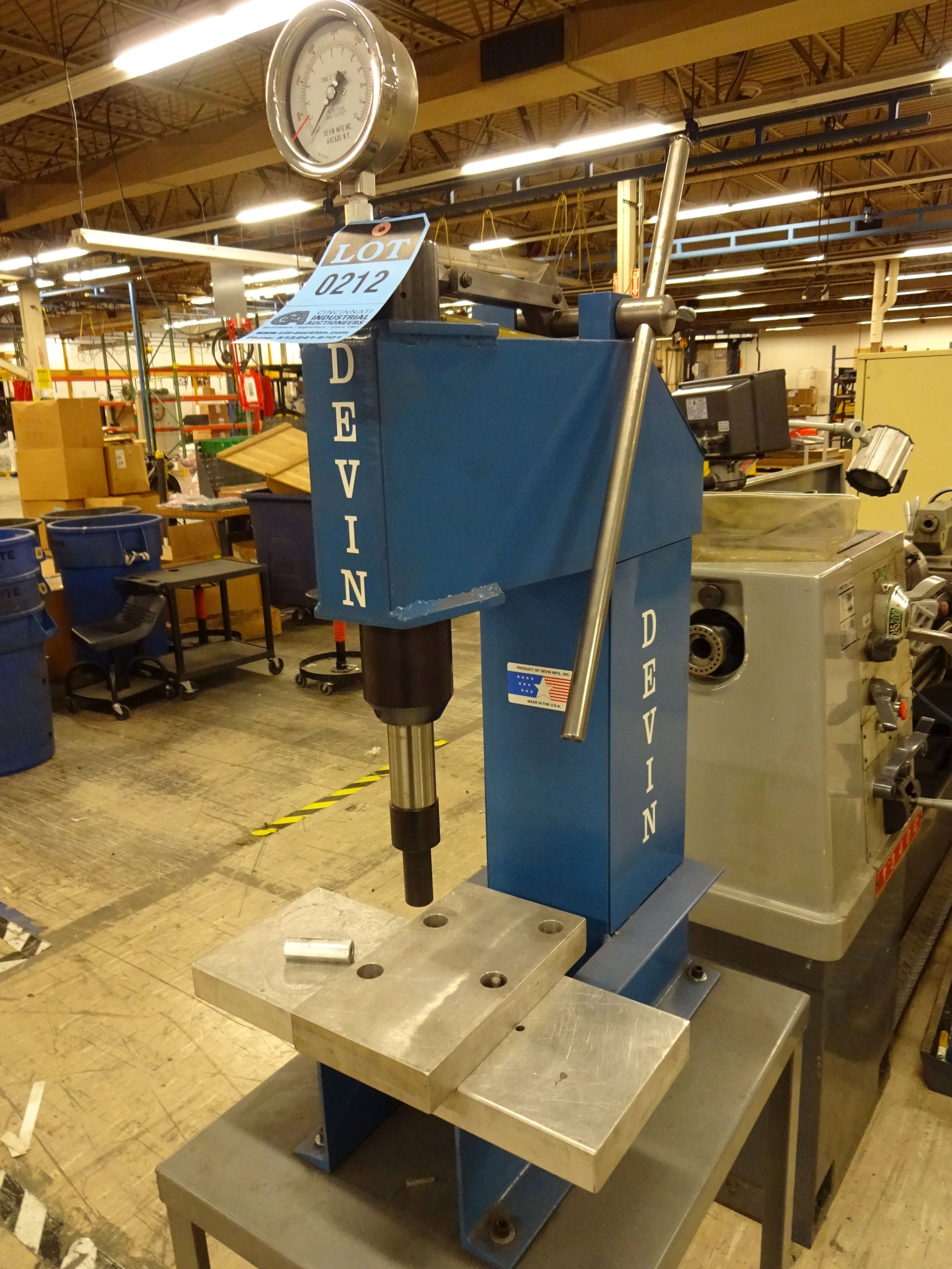 10 TON DEVIN MODEL LP500 HYDRAULIC ARBOR PRESS; S/N 1612 (NEW 2014)