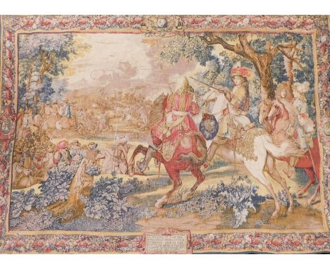 A Flemish style tapestry, of the Flanders Campaign, 247cm x 178cm.