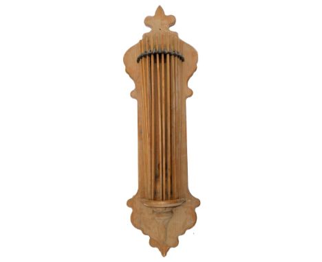 A vintage pine clothes drier, of slatted form with shaped back plate, 108cm high.