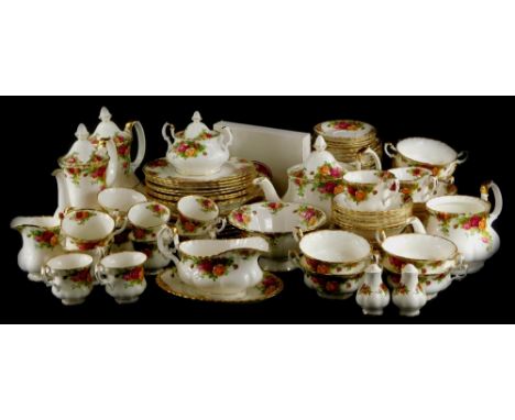 A Royal Albert Old Country Roses pattern part tea and dinner service, etc., to include coffee pots, teapot, dinner plates, et