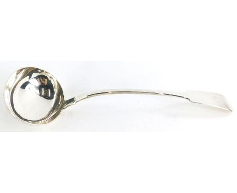 An early Victorian fiddle pattern ladle, the handle engraved with the letter S, Edinburgh 1841, 6½oz, 33cm long.